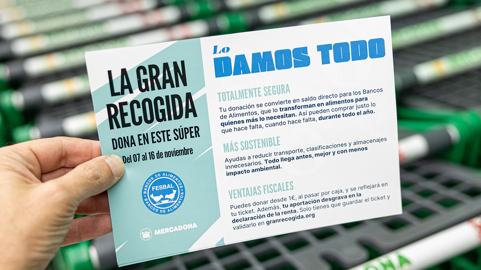 LOS CLIENTES DE MERCADONA DONAN 1,6 MILLONES DE EUROS A LOS BANCOS DE ALIMENTOS 