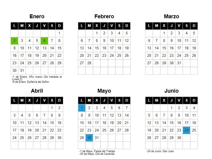 El Gobierno de Canarias aprueba el calendario laboral del 2023