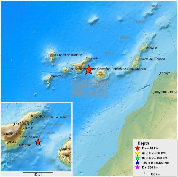 Terremoto de magnitud 4,3 escala Ritcher entre Tenerife y Gran Canaria