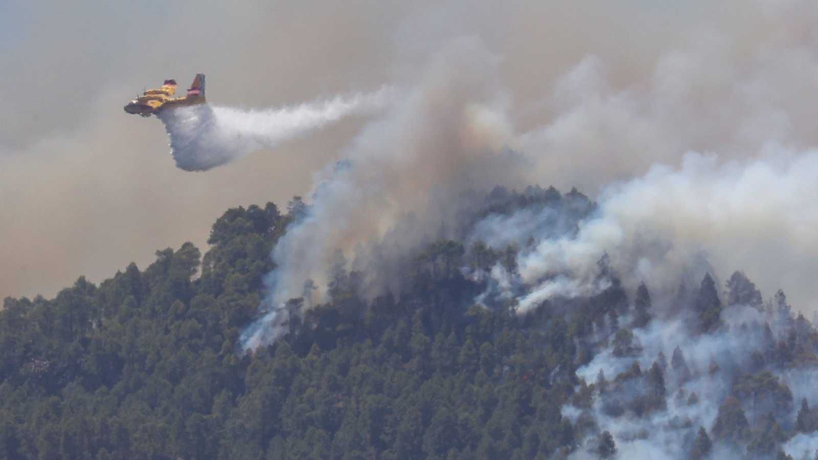 El fuego de Tejeda no progresa durante la noche