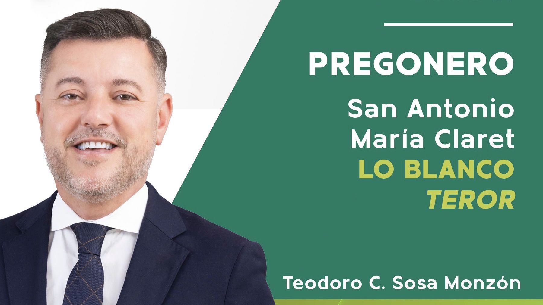 Teodoro Sosa pregona este jueves las Fiestas de San Antonio María Claret de Lo Blanco en Teror