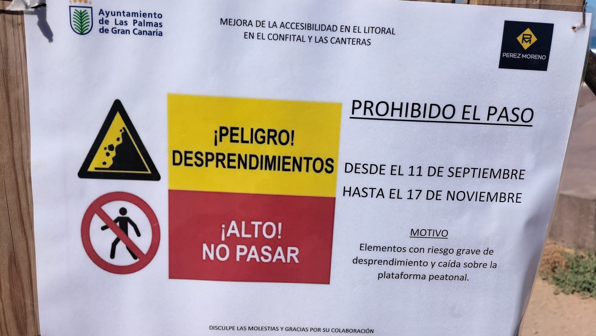 El Confital cerrado a peatones a partir del lunes 11 de septiembre