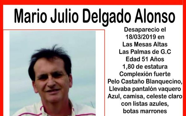 Hallan muerto a Mario Julio Delgado, dado por desaparecido el pasado 18 de marzo en Las Mesas Altas