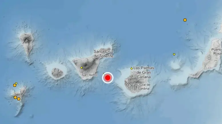 Terremoto de 4,1 de magnitud entre Tenerife y Gran Canaria