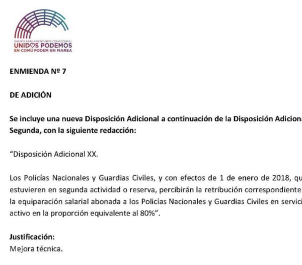 La ILP de Jusapol excluye a compañeros de segunda actividad y reserva mientras Podemos enmienda este error