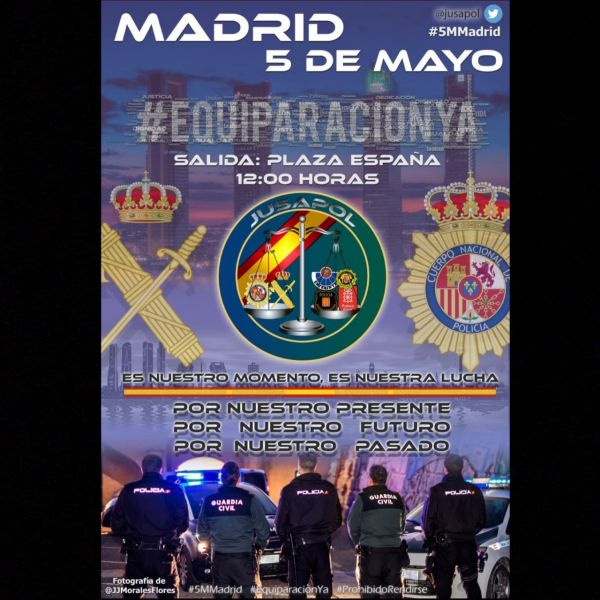 Jusapol constituye un sindicato policial y convoca una manifestación con una llamada solidaria en Madrid