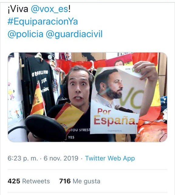 Denuncia contra el youtuber de Jusapol por usar los símbolos de la Policía y Guardia Civil en apoyo de VOX